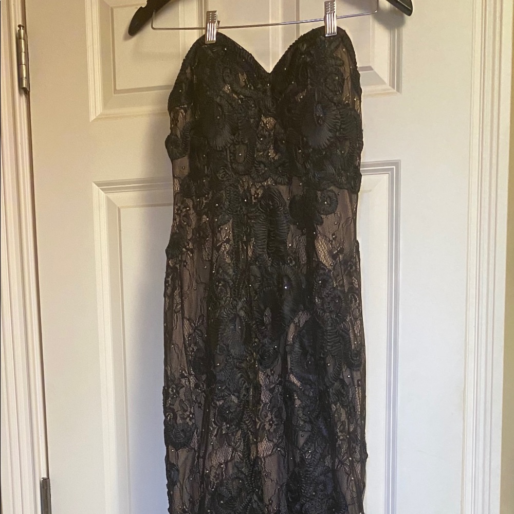 Black Lace Sleeveless Ball Gown